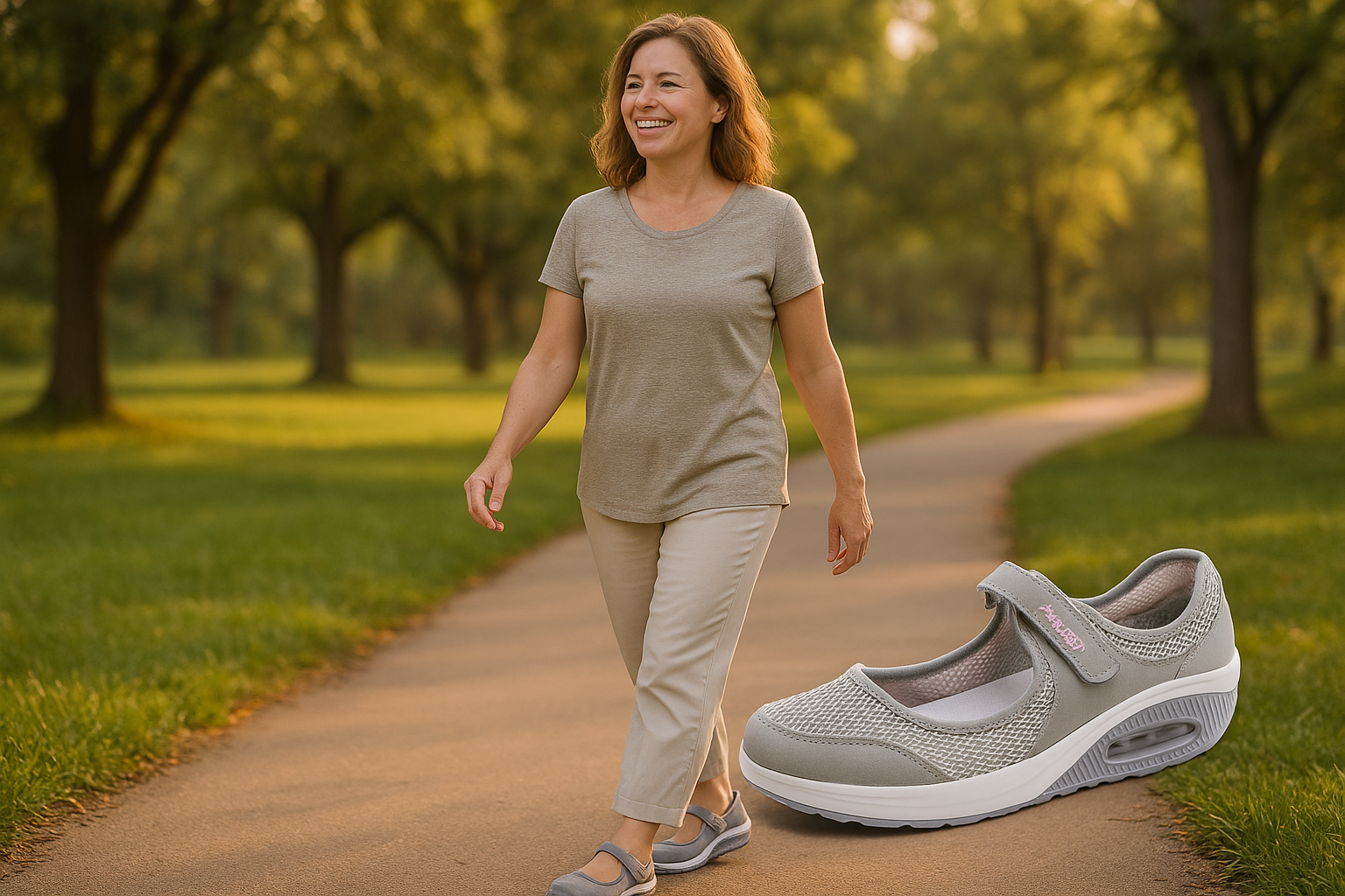 Donna che passeggia comodamente con OrthoAir